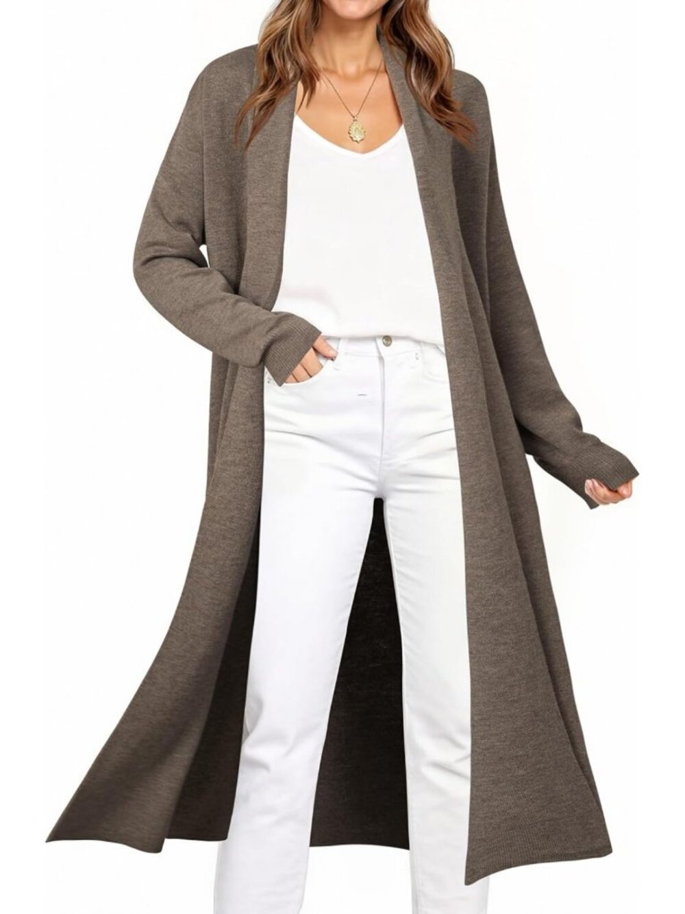 Cozy Oversized Wool Blend Maxi Cardigan with Pockets - Trendy Winter Sweater